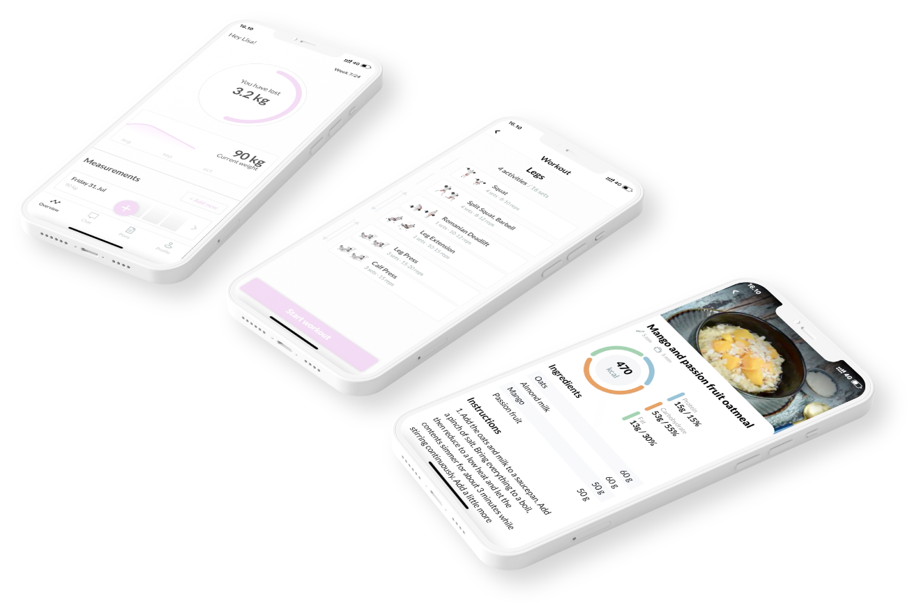 Online Coaching App and its features - tracker, workout plan, recipes in English
